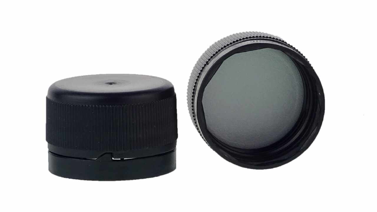 819020 Schraubdeckel Kunststoff PP, schwarz, Abreissring, Ø 28 mm